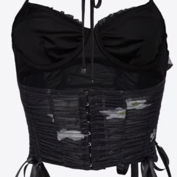 PINKO X Patrick Mcdowell Orchid-Print Cropped Bustier Top Size M - Picture 5 of 16